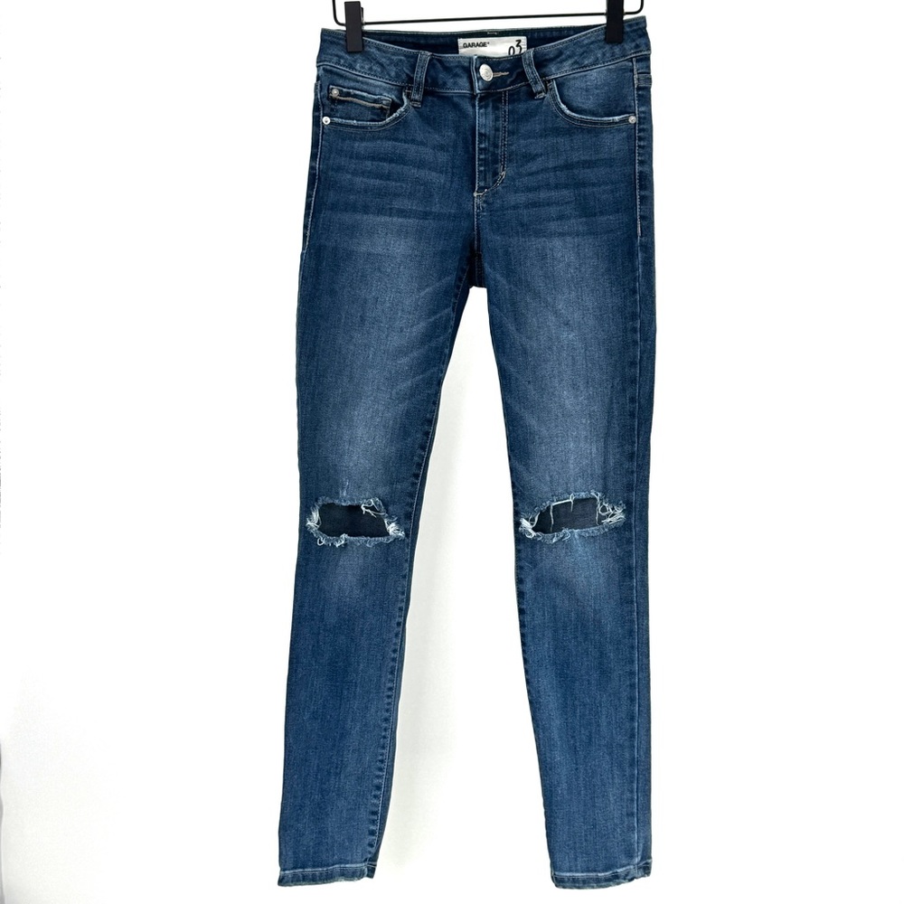 Garage Taille Haute High Rise Distressed Blue Jeans Size 3 Cut out knees